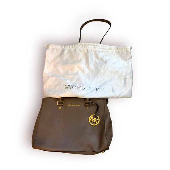 Michael Kors Sutton Saffiano Nude Taupe Satchel‎ Bag - Picture 9 of 10